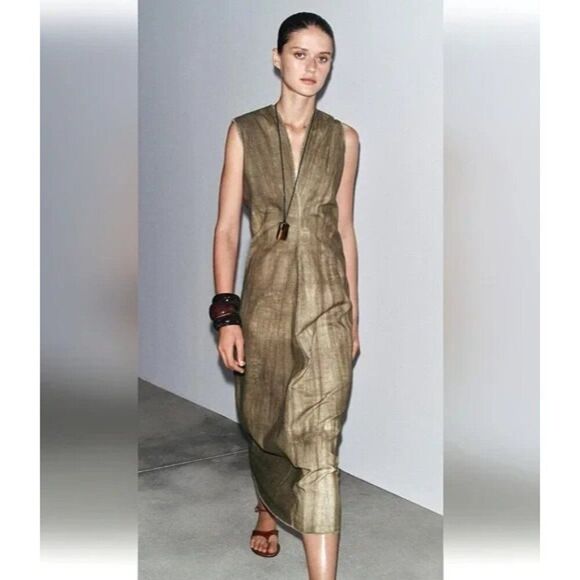 Zara Dresses & Skirts - Zara Womens Dress L Green Tie Dye Cotton Blend Maxi Summer 8491/056 NWT